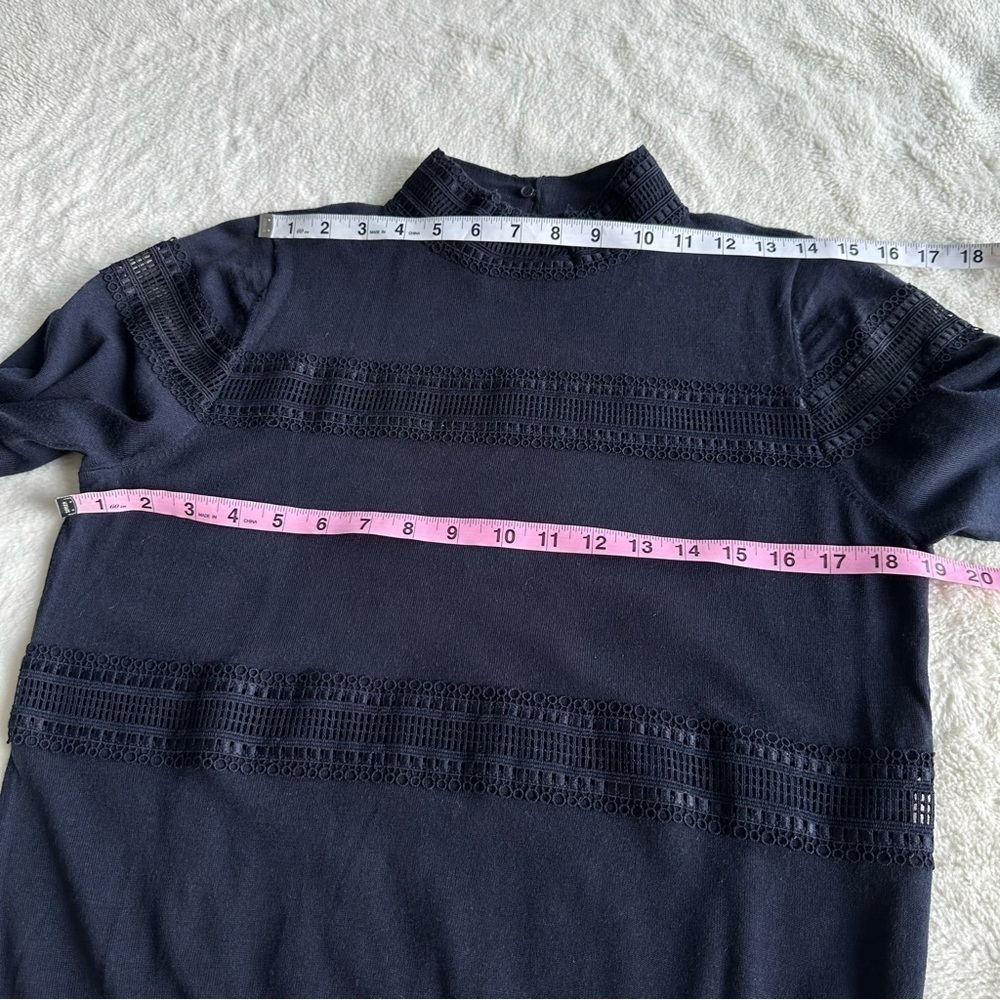 Sandro Wool Navy Blue Long Sleeve Crewneck Sweater XS (2) - Picture 5 of 14